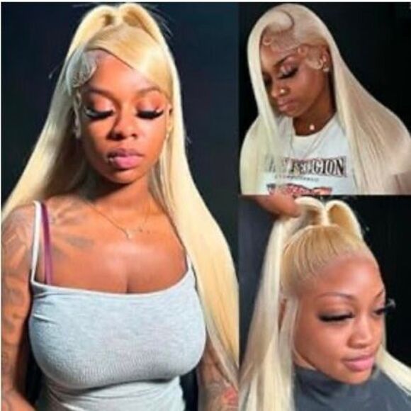 613 blonde Lace Front Wig Human Hair 13x4 HD Human Hair 200 Density 24” Glueless - Picture 1 of 10
